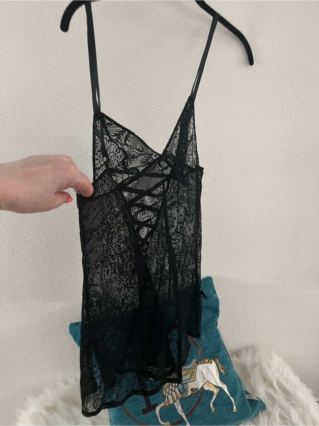 Victoria's Secret Black Lace Strappy Chemise